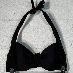 Calvin Klein Women's Pleated Convertible Underwire Bikini Top Swimsuit Black XL